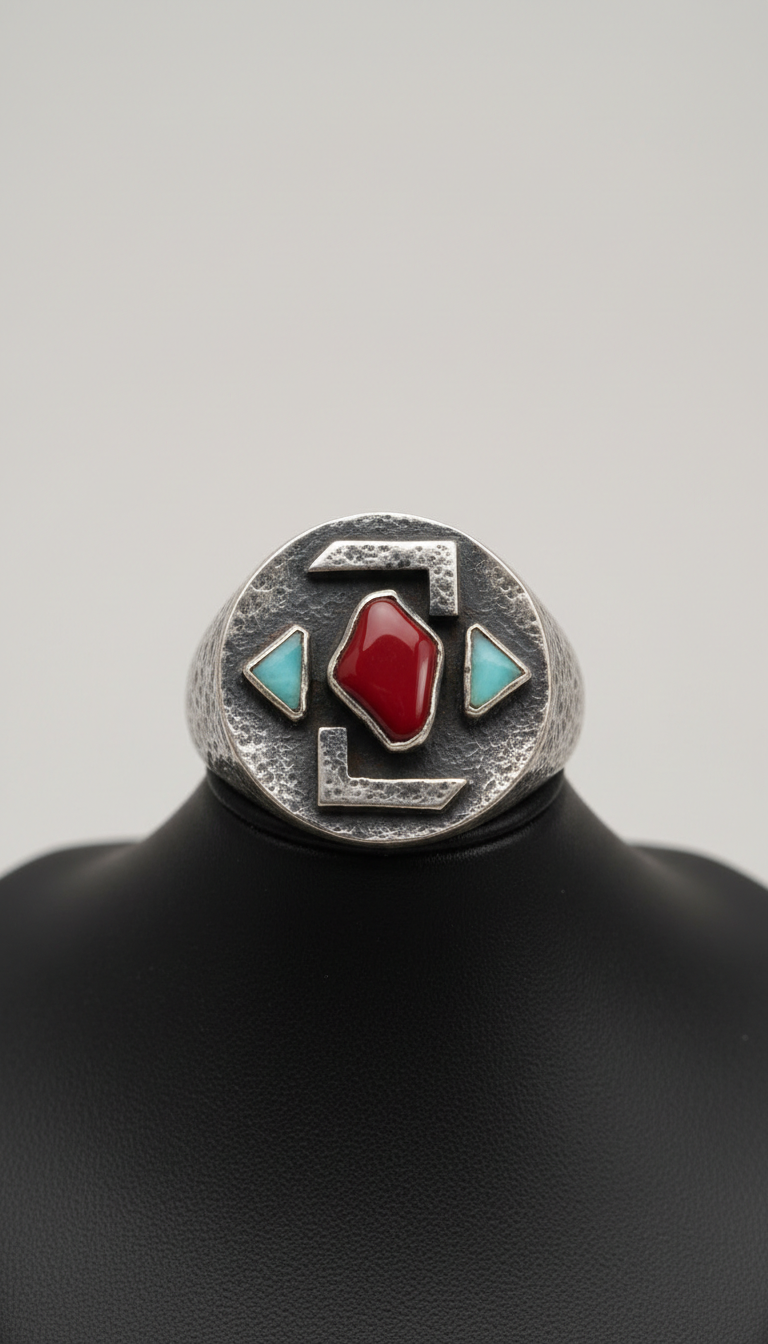 Artisan-crafted textured signet ring