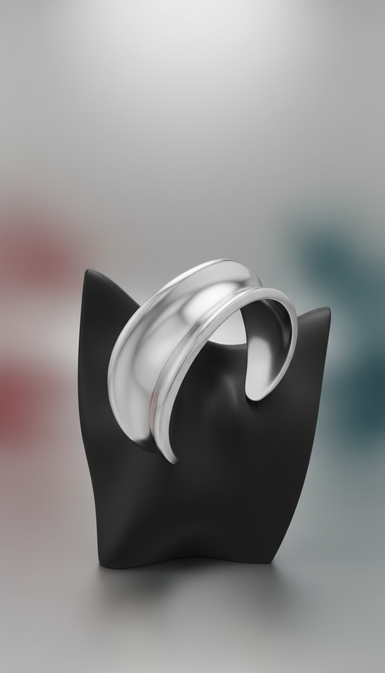 Sculptural silver cuff bracelet