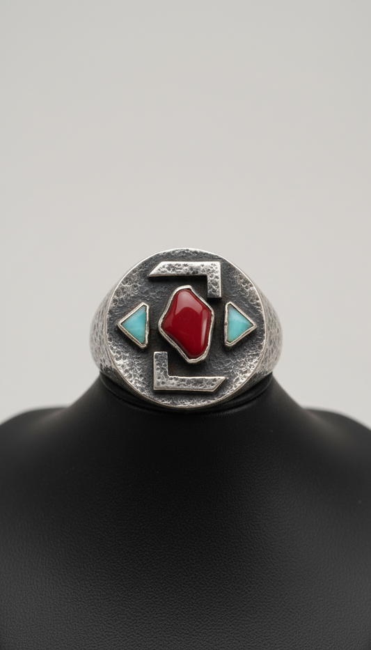 Artisan-crafted textured signet ring